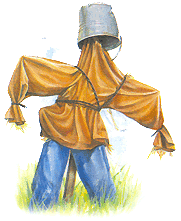 Homemade scarecrows scare ravens.